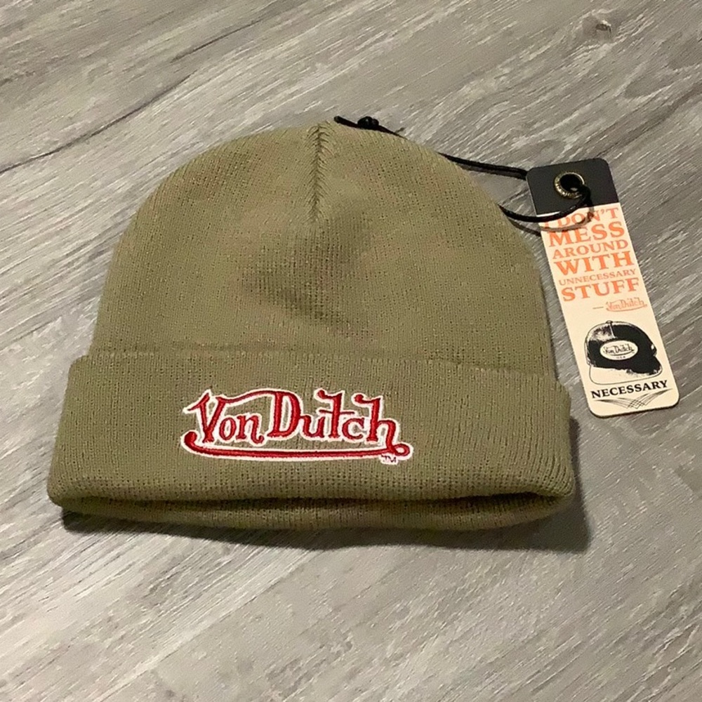 Von Dutch light grey green Beanie hat - Picture 1 of 4